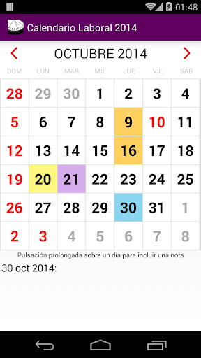 Calendario 2015 Ecuador