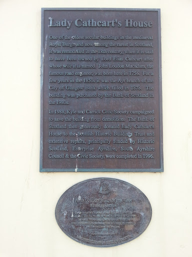 Lady Cathcart's House Plaque