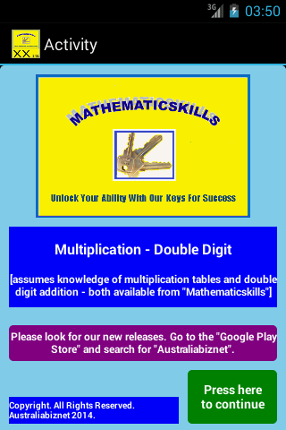 Multiplication Dble Digit Free