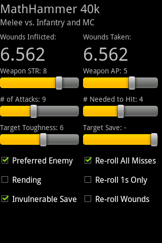 Android application MathHammer 40k screenshort