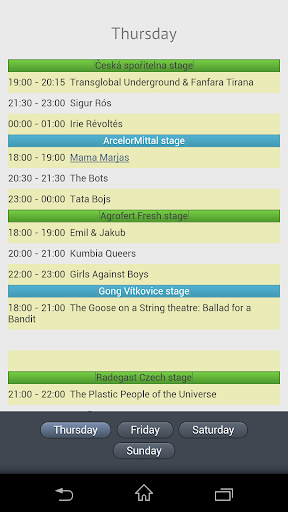 Colours of Ostrava Schedules