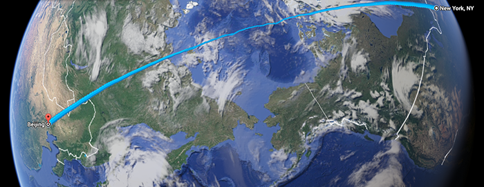 earth shown from space from beijing to new york