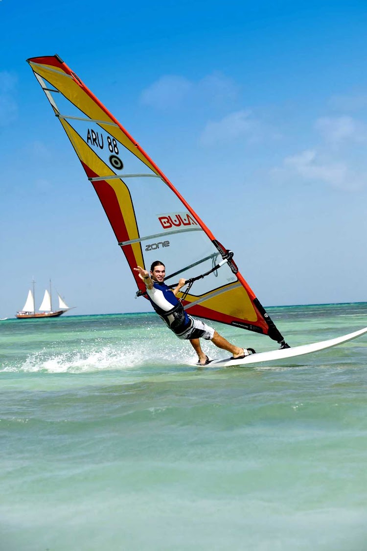 Windsurfing in Aruba.