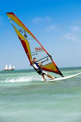 Windsurfing in Aruba.