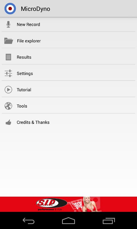Android application MicroDyno -SIP HorsePower Dyno screenshort
