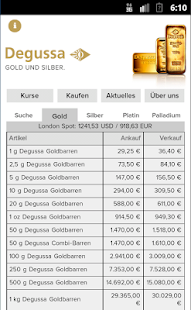 Android-Anwendung Gold-Ticker Screenshot