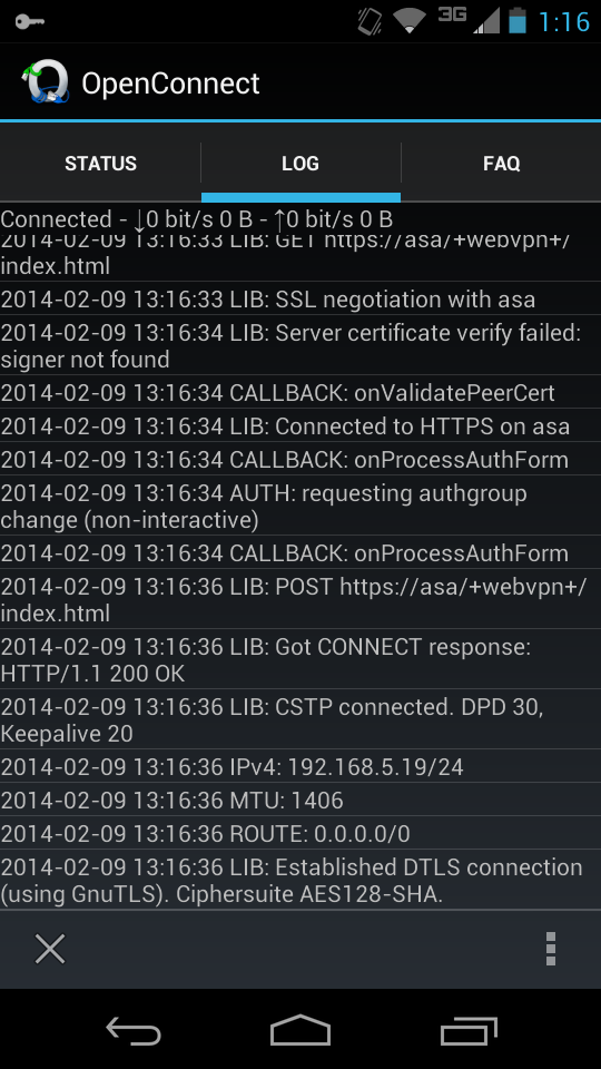 OpenConnect Screen 2