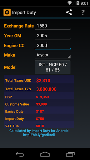 Tanzania Car Import Calculator