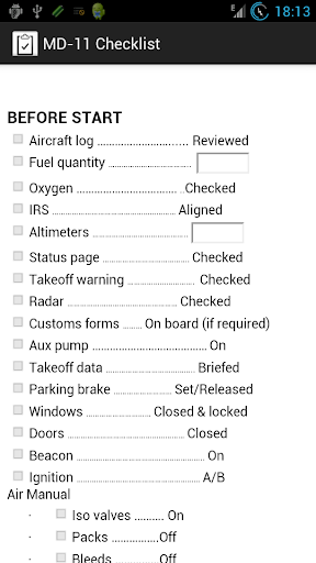 MD-11 Checklist