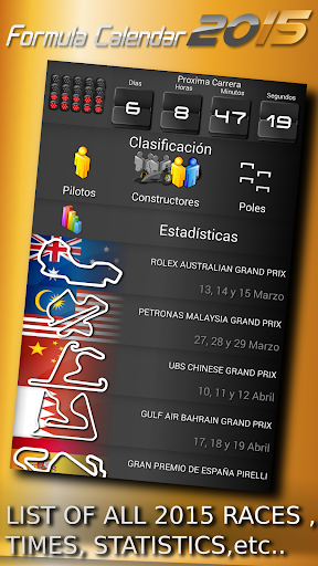 Calendar for Formula 1™ 2015