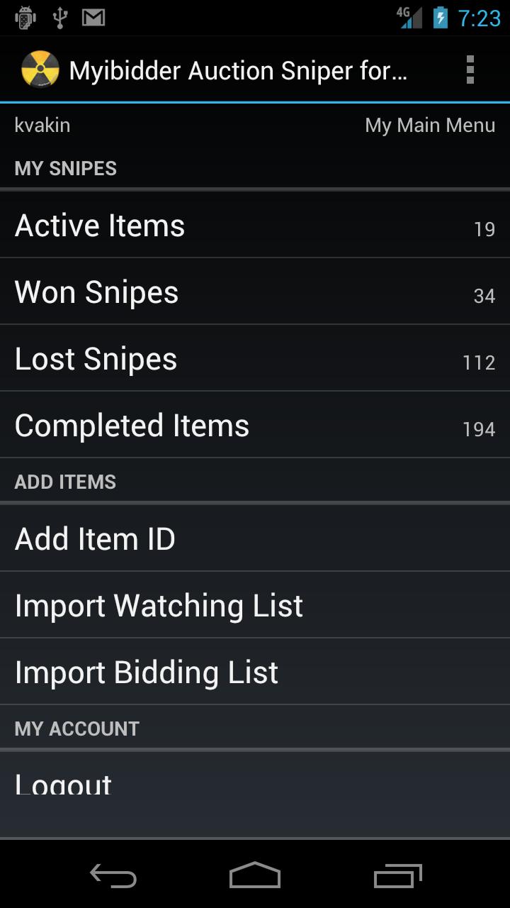 Android application Auction Bid Sniper for eBay - Win more, pay less screenshort