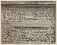 Basreliëf in de muur aan de oostzijde van de Borobudur