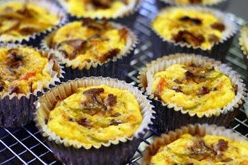 Curried Beef, Broccoli Slaw, and Mushroom Muffin Frittatas