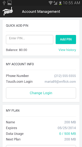 Touch Mobile Account