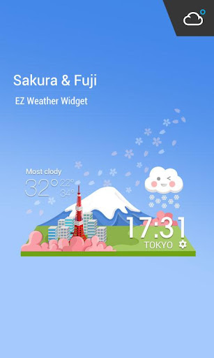 和風主題 時鐘天氣小工具 領略日本櫻花 富士山和東京塔的美景
