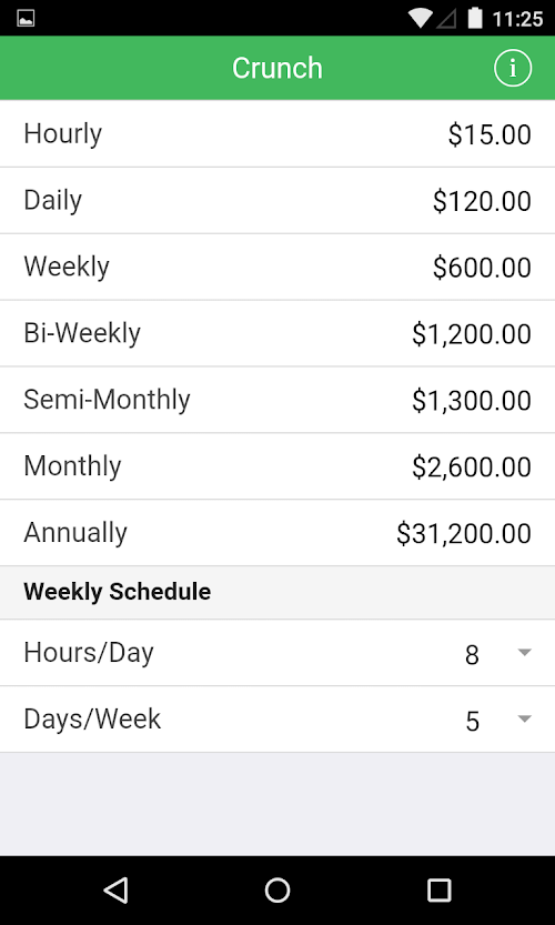 Android application Crunch Salary Wage Calculator screenshort
