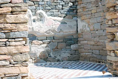 A wall of a residence on Delos, Greece. The abandoned island is one of the major mythological, historical and archaeological sites in Greece.