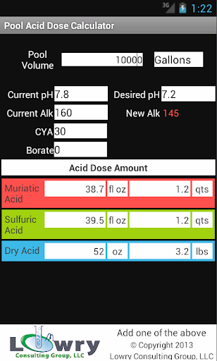 Pool Acid Dose Calculator