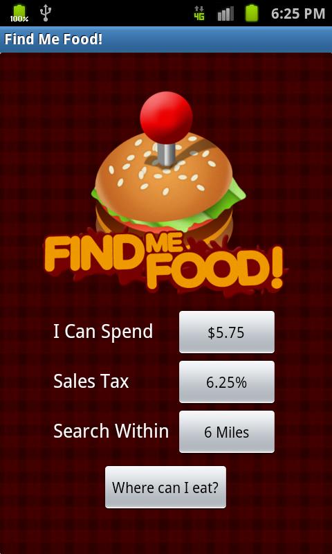 Android application Find Me Food! screenshort