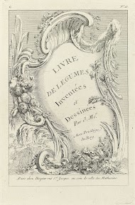 Titelprent voor een serie van zeven prenten met ornamenten en groenten