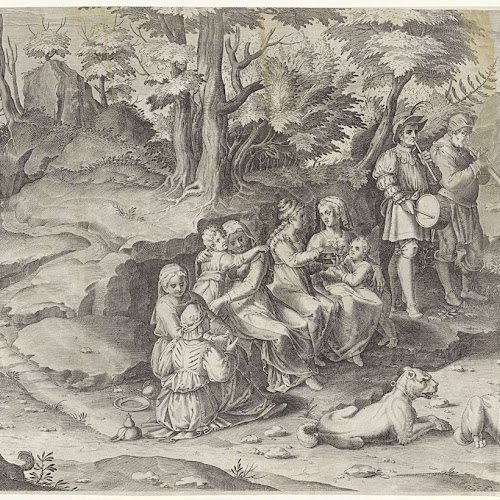 Huwelijk van Isaak en Rebekka (blad 1), Gijsbert van Veen, after ...