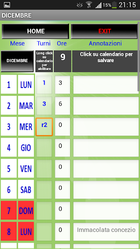 Calendario Turni 2014