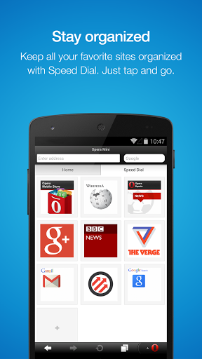 Opera Mini mobile web browser screenshot #1