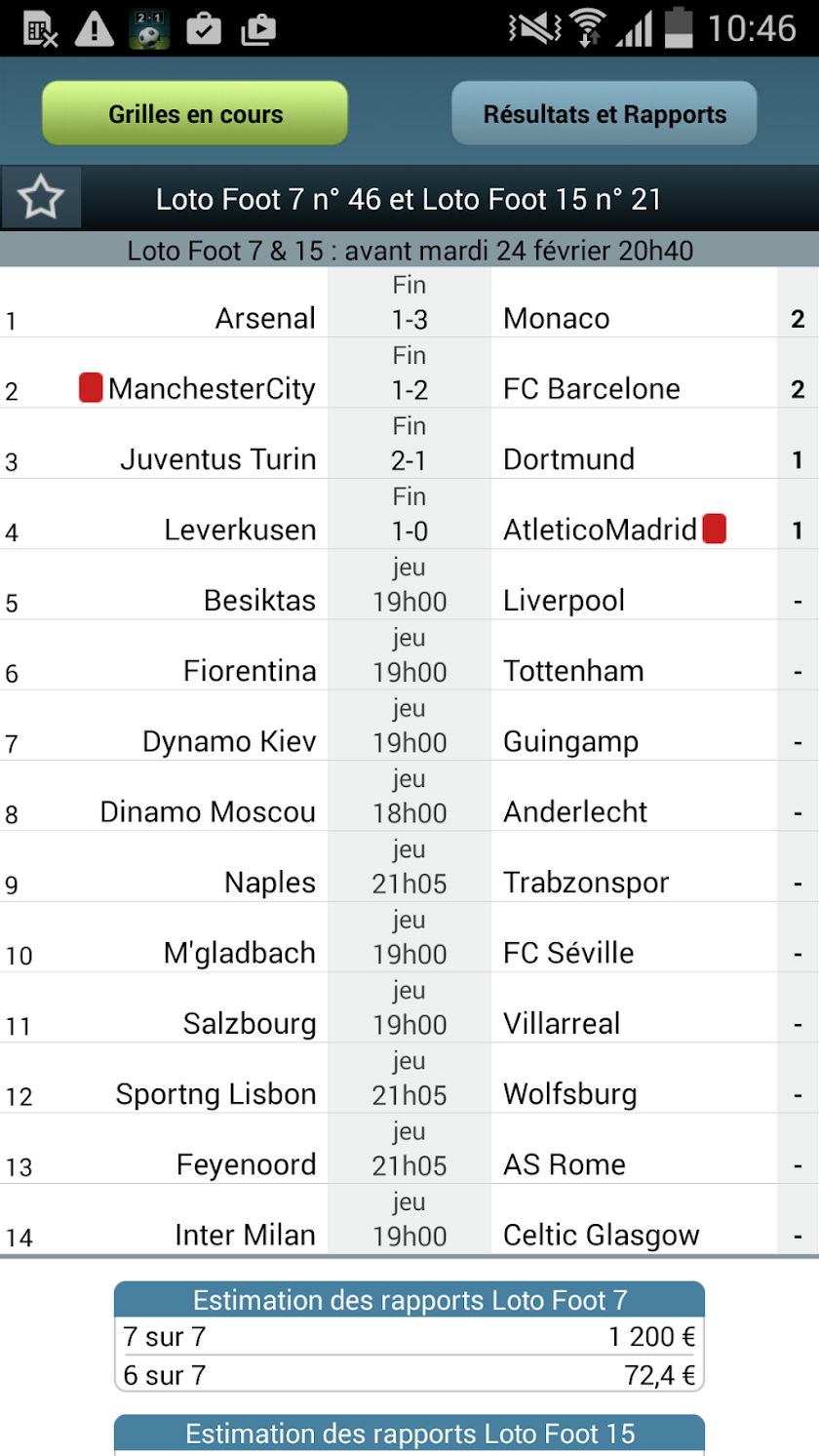 LF7&amp;15 Livescore Pronosoft Screen 1