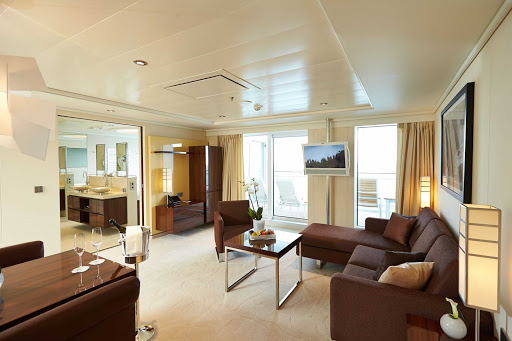 Europa-2-Grand-Penthouse - The Grand Penthouse Suite exemplifies the feeling of spaciousness aboard Europa 2, with separate sleeping and living areas, a private, roomy veranda, a whirlpool and more.
