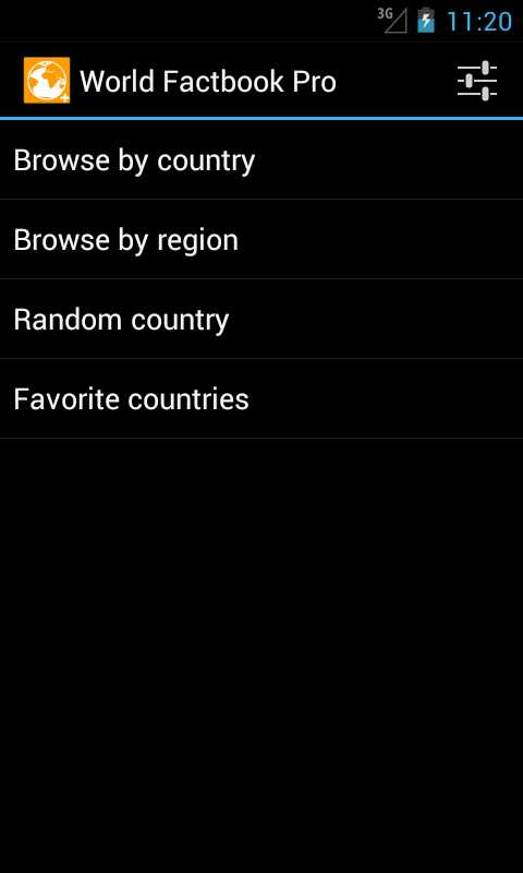 Android application World Factbook Pro screenshort