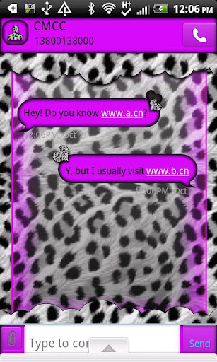 GO SMS THEME LovePurpleLeopard