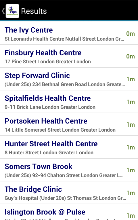 Android application Find a clinic screenshort