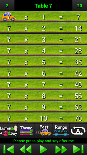 Talking Times Tables 2-20