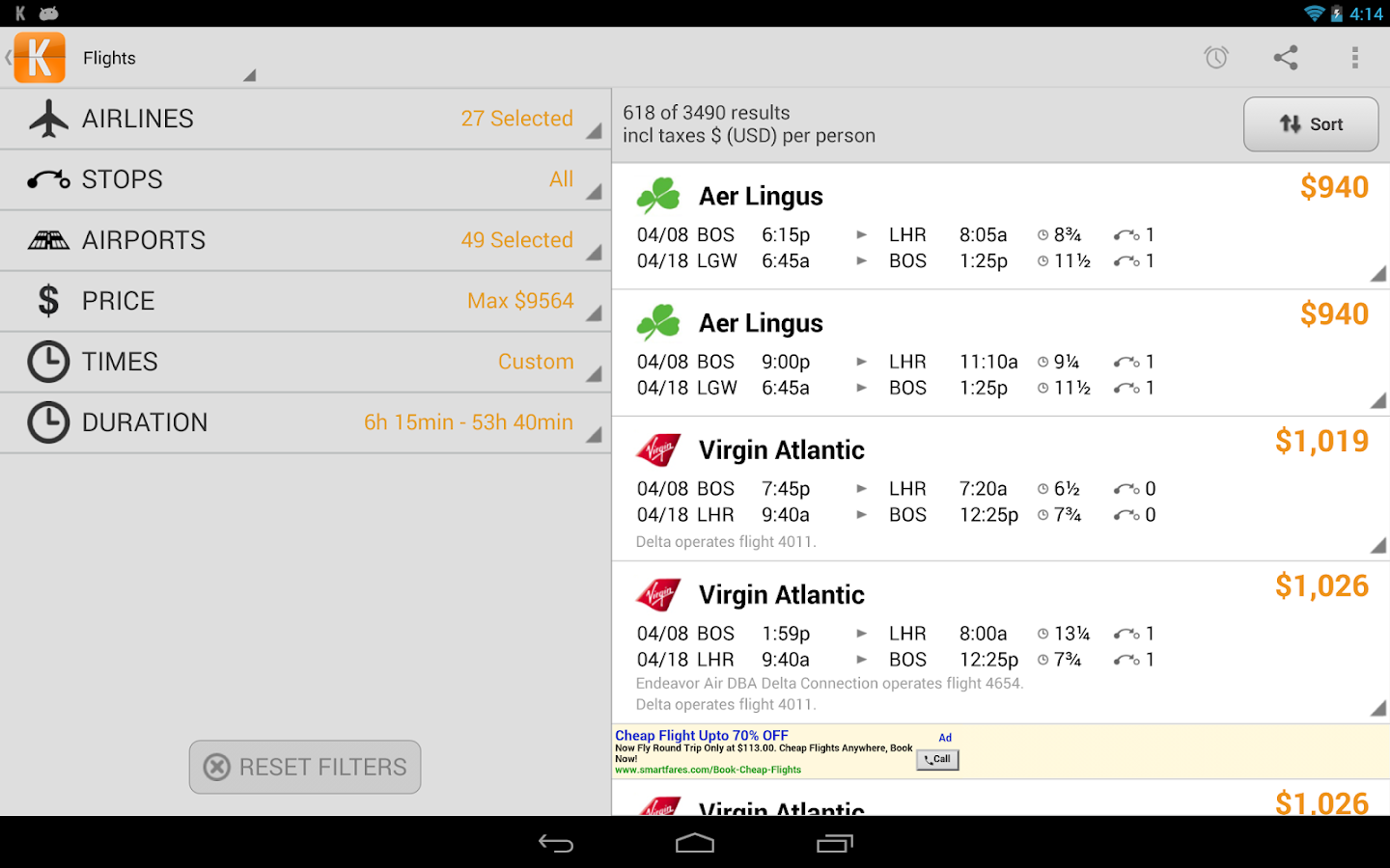 KAYAK Flights, Hotels & Cars Android Apps on Google Play