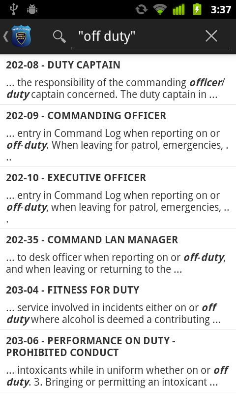 2013 NYPD Patrol Guide Screen 2