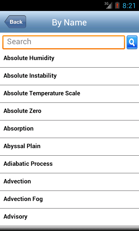 Weather Glossary Screen 3
