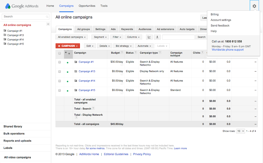 My account and preferences tab