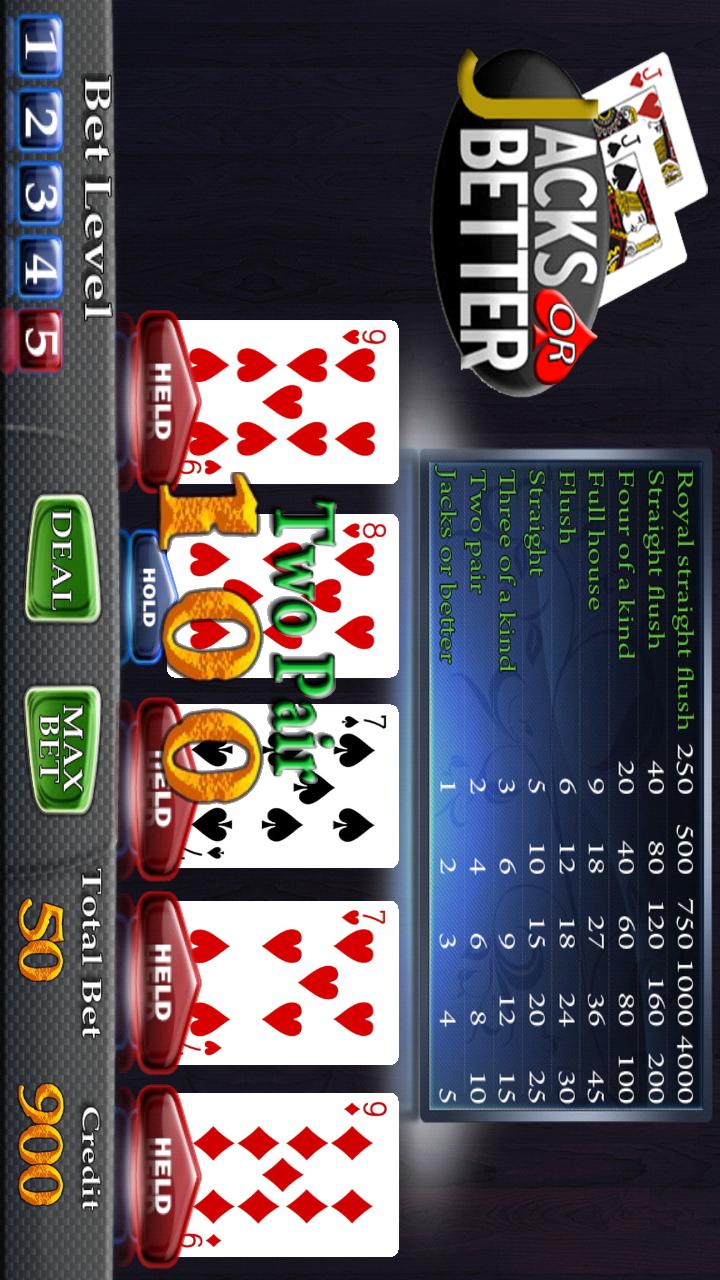 Jacks or Better Video Poker Screen 3