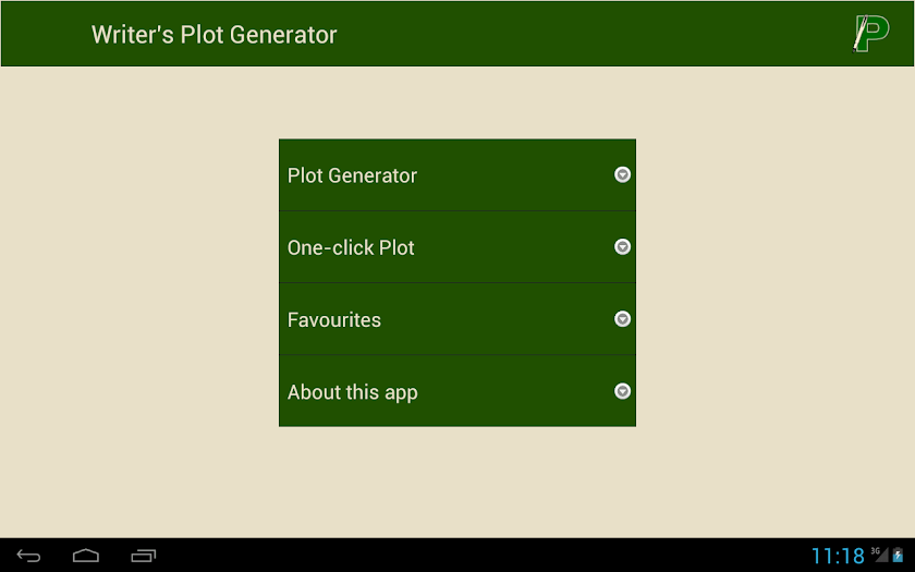 Writers Plot Generator Screen 2