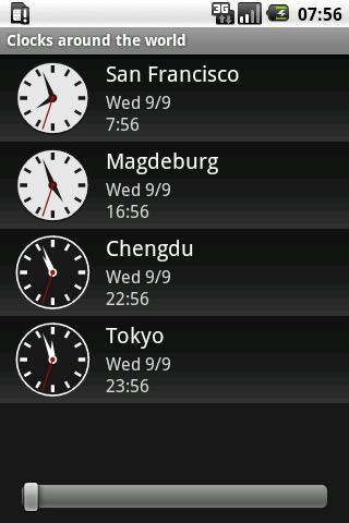 Android application Clocks around the world screenshort