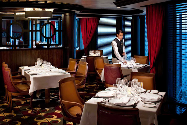 The upscale Chops Grille steakhouse is one of the most popular restaurants aboard Rhapsody of the Seas. Reservations are highly recommended.