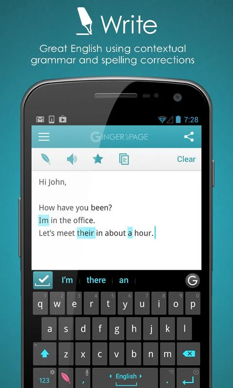 Ginger Page & Grammar Keyboard - screenshot