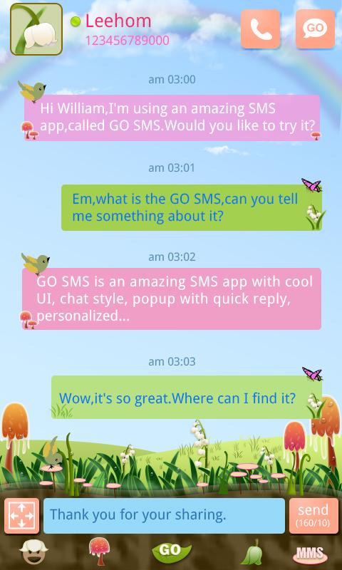 GO SMS PRO Spring Super Theme Screen 3