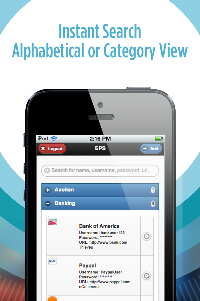 Easy Password Storage Screen 2