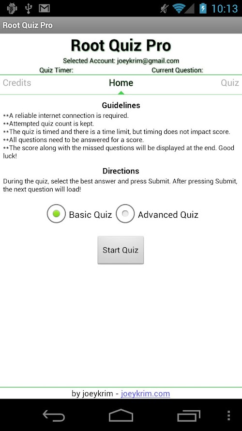 Android application Root Quiz Pro screenshort