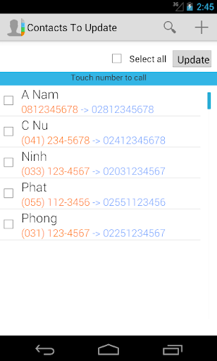 Update Phone Code