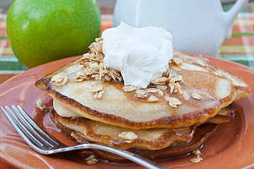 Cinnamon Apple Pancakes with Apple Cider Syrup