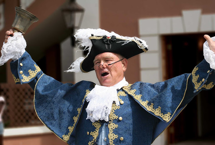 The town crier makes a proclamation in St. George's, Bermuda.
