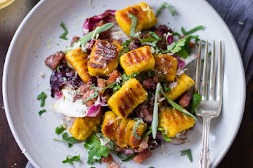 Gluten-Free Pumpkin Ricotta Gnocchi with Pancetta and Seared Radicchio