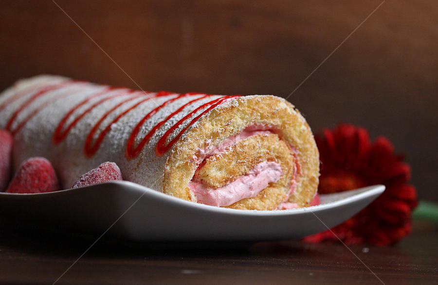 Swiss roll with strawberry mousse filling by Vrinda Mahesh - Food & Drink Candy & Dessert
